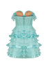 SHINY FRILL DETAILED LACE MINI DRESS